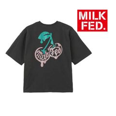 ミルクフェド tシャツ Tシャツ milkfed MILKFED GLITTER MELTY CHERRIES S/S TEE 103252011005 レディース グレー チャコール ティーシャツ ブランド ティシャツ おしゃれ 可愛い チェリー さくらんぼ