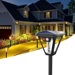 yanhaoガーデンライト ソーラーライト 屋外 IP67 防水 電球色 ソーラー LED ライト埋め込み 壁掛け 自動点灯/消灯 埋め込み 芝生 車道 玄関 歩道 庭 花壇 テラス 設置簡単 ペンダントライト 防犯ライト 防災対策 (1個)
