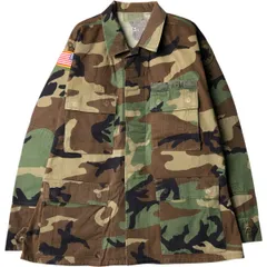 古着 90年代 米軍実品 迷彩柄 ウッドランドカモ 星条旗柄 B.D.U ミリタリージャケット USA製 MEDIUM-SHORT メンズM相当/eaa579892