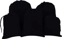 Lack labo 巾着袋 無地 小物専用 シンプル 旅行 子供 大人 アクセサリー ジュエリー 収納 S M サイズ 給食袋 入園準備 小学校 洗濯可能 ベルベット 柔らかい(ブラック)