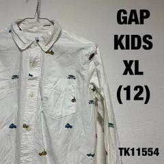 GAP KIDS シャツ 長袖 XL(12) ホワイト 総柄 柄シャツ 車 クリスマス キッズ 子供服 ギャップ RN54023 古着 TK11554