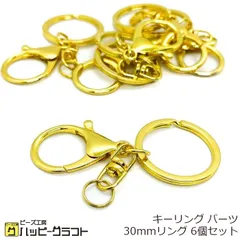 キーリング パーツ ゴールド 6個セット 30mmリング 回転カン レバーナスカン付き カニカン 金 メタル 金具 金属 接続パーツ アクセサリー ネックレス ブレスレット キーホルダー ハンドメイド 手芸 素材