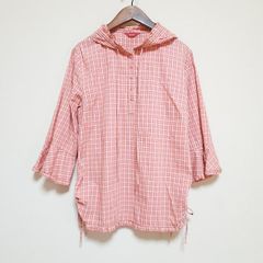 ピンクハウス チェック柄 フード付き ピコフリル 7分袖 ブラウス 