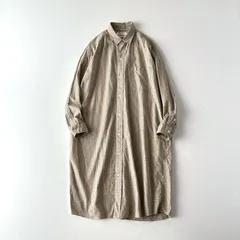 極美品 / Gymphlex ジムフレックス / ビエラチェック ルーズシャツドレス シャツワンピース ロングシャツ / レディース 14 / ベージュ×ブラウン×カーキ