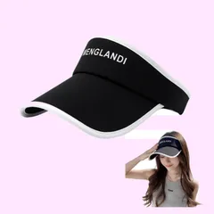 Size:Free Size_Color:ブラック [Weuiean] サンバイザー レディース UVカット キャップ つば広 帽子 紫外線対策 日焼け防止 弾性コード付き サイズ調整 軽量 子供 男女兼用 DZSK-830（ブラック）