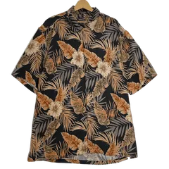 アロハシャツ 総柄 US古着 ボタンダウン オープンカラー 開襟シャツ レーヨンシャツ 半袖 シャツ オーバーサイズ ビッグシルエット China製 メンズ XL ブラック/その他