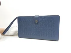 ボッテガヴェネタ クラッチウォレット イントレチャート レザー青 セカンドバッグ 美品@B07040504W