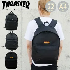 スラッシャー リュック メンズ 撥水 22L 黒リュック THRASHER リュックサック バックパック デイパック THR-272 レディース 通学リュック 通勤 通学 学生 黒 大容量 鞄 軽量 ストリート 部活 ブラック