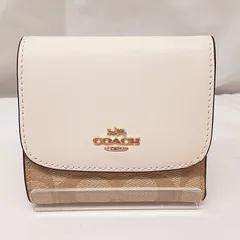 23k-304h 【中古】COACH　コーチ　シグネチャー 三つ折り財布　レザー　コンパクトウォレット　レディース　F87589