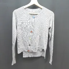 ◇ MURUA ムルーア ボタン ケーブル 薄手 ストレッチ 起毛 シンプル 長袖 カーディガン サイズF グレー レディース E  【1309250026457】