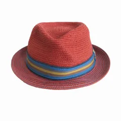 STETSON Munster Toyo Red Trilby Hat ステットソン ストローハット 帽子 レッド サイズM メンズ 【中古】