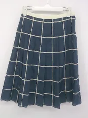 ◇ COMME CA MODELS コムサモデルズ チェック 膝丈 プリーツ スカート サイズM ネイビー レディース P  【1301260012666】