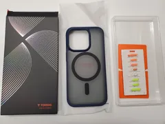 ★TORRAS iPhone15pro 用 ケース 半透明 マグネット搭載 耐衝撃 マット感 黄ばみなし ストラップホール付き ワイアレス充電対応 Guardian-Mag ブルー