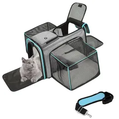 新品 DICOCO 猫用 折りたたみ式 犬用キャリーバッグ 拡張可能 洗えるマット付き 中型犬・小型犬対応 ソフトクレート ペットキャリー 大容量 肩ベルト付き旅行