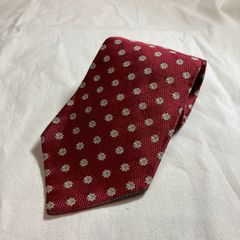 Yves Saint Laurent イヴサンローラン ネクタイ 小紋柄 花柄 総柄 シルク100% レッド バーガンディ メンズ 古着 トラッド