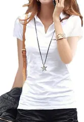 Cenote Rico 細見えコーデ ポロシャツ レディース 半袖 ストレッチ 綿 無地 春 夏 オフィスカジュアル おしゃれ かわいい シンプル レディースポロシャツ トップス 襟付き 大きいサイズ CR15(ホワイト,  2XL)