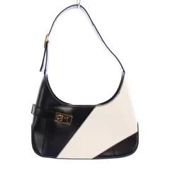 サルヴァトーレフェラガモ Salvatore Ferragamo ワンショルダーバッグ ハンドバッグ ガンチーニ レザー 白 黒 AQ-21 230 /KH ■OH