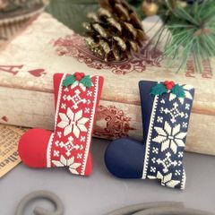 クリスマスブーツのブローチ(赤)