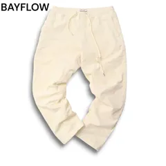 BAYFLOW ベイフロー 秋冬 ストレッチ 裏起毛★ コーデュロイ イージー ストレッチ テーパード パンツ Sz.2 メンズ 白
