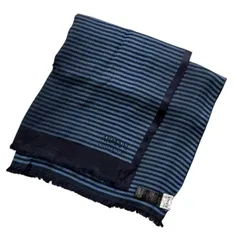 ARMANI アルマーニ マフラー ストール　紺 水色 イタリア製  メンズ　ビジネス　カジュアル