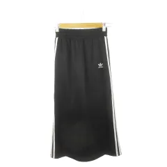 アディダスオリジナルス adidas originals タイトスカート ジャージ ロング サイドスナップ スリーストライプス ロゴ トレフォイル 小さいサイズ XS 黒 ブラック /AH5のサムネイル