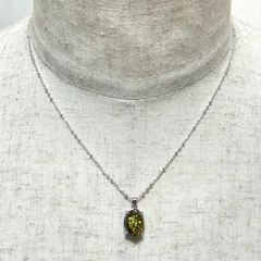 シルバー925 Sterling 琥珀ネックレス/軽研磨仕上げ/天然石/45cm