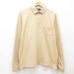 L/古着 ラルフローレン 長袖 ブランド ポロ シャツ メンズ 90s コットン ベージュ系 カーキ spe 25mar24 中古 トップス