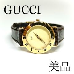 GUCCI　グッチ　3000.2.L レディース　クオーツ　クロコ　腕時計　稼動品　ゴールド　レザー
