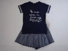 ポンポネットジュニア pom ponette junior アウトレット 子供服 女の子 160cm 半袖 Tシャツ キュロット スカート 2点 紺 青 春 夏 ★4 セットアップ ガールズ 女児 キッズ ジュニア 【中古】 ユーズド リサイクル