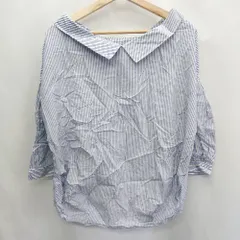 ◇ JEANASIS ジーナシス ストライプ柄 長袖 シャツ サイズF ブルー ホワイト レディース E  【1407020056748】