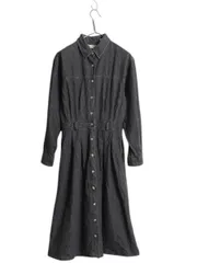 【お得なクーポン配布中!】 80s USA製 エルエルビーン ブラック デニム シャツ ワンピース M 程/ ヴィンテージ アウトドア コットン 長袖シャツ ミモレ丈 ゆったり 黒