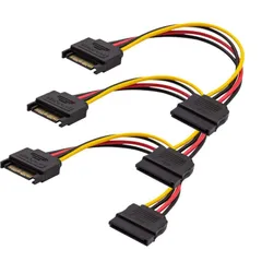 YFFSFDC SATA 電源延長ケーブル SATA 15ピン オス To メス HDD、SSD、SATA 光学ドライブ、PCI-E等に対応 3本セット 20cm