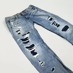 ★Ungrid クラッシュ ダメージ加工 ジーンズ ジーパン リメイクデザイン パンツ ボトムス 日本製 サイズ25 アングリッド ブランド古着 USED