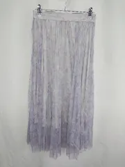 ◇ earth music&ecology シフォン ウエストゴム ロング フレア スカート サイズF ブルー レディース E  【1409240059226】