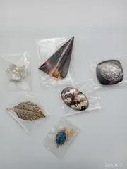 【超希少★蔵出し】アンティーク　アクセサリー 昭和レトロ　ブローチ　鼈甲　木の葉　シルバー　パワーストーン　宝石　銅製　当時物