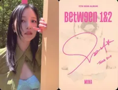 【中古】コレクションカード(女性) TWICE/ミナ/裏面ベージュ・印刷サイン入り/CD「11TH MINI ALBUM BETWEEN 1＆2」封入特典フォトカード
