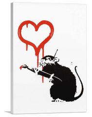 バンクシー アートパネル Mサイズ BANKSY Banksy「ラブ ラット/Love Rat」キャンバスジークレ 発送目安15～20営業日