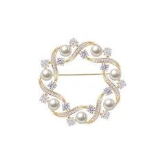 FH.bird ゴールド ブローチ パール フォーマル 結婚式 リボン 花 ブローチ コサージュ お洒落 胸飾り 入学式 卒業式 お誕生日 記念日