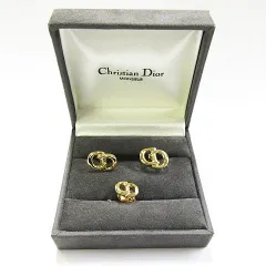 ヴィンテージ Christian Dior MONSIEUR クリスチャンディオール CDロゴ ネクタイピン＆カフスボタン セット タイタック ピンバッチ ゴールドカラー ビジネス メンズ D216MF