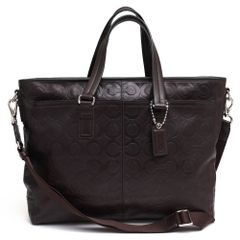 コーチ／COACH バッグ ブリーフケース ビジネスバッグ 鞄 ビジネス メンズ 男性 男性用 レザー 革 本革 ダークブラウン 茶 ブラウン  70253 Op Art Leather Business Tote オプ アート レザー ミディアム ビジネス 