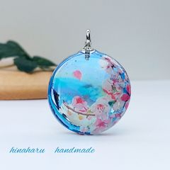 ぷっくりサークル＊空ネックレス(青空＊虹空＊桜)