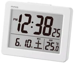 MAG(マグ) 目覚まし時計 置き時計 小型 小さい デジタル 温度計 カレンダー 電子音 アラーム スヌーズ ライト ホワイト ブリム T-779A WH-Z ノア精密