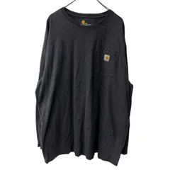 Carhartt 長袖 ロゴTシャツ 2XL ダークグレー カーハート ビッグサイズ 胸ポケット ロングTシャツ シンプル カットソー a709-6582