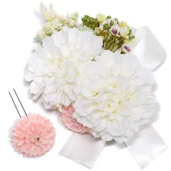 髪飾り 成人式 白 振袖 前撮り 袴 花 ピンク 大きい 小さい 2点セット 着物 和装 コーム Uピン 大人 かわいい 粋 日本製 おし No.9-3991