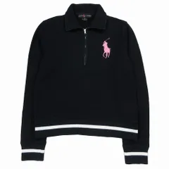 90s 00s RALPH LAUREN ラルフローレン ハーフジップ トレーナー スウェット ジャケット ポニー刺繍 M ブラック レディース 【中古】