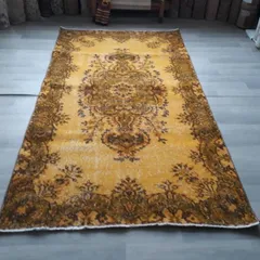 密織　繊細　デニムネイビー　淡いイエロークリームベージュ　トルコヴィンテージラグ 密織 繊細 デニムネイビー 淡いイエロークリームベージュ トルコ