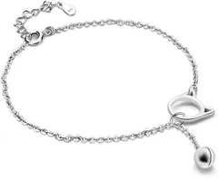 【在庫処分】猫と鈴アンクレットシルバー925純銀製プラチナ仕上げレディースジュエリーレングスアジャスタブルジュエリークローバーアクセサリー足チェーン