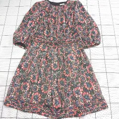 ◇ ⊂ cacharel キャシャレル 花柄 総柄 長袖 膝下丈 ワンピース サイズ36 ブラック系 レディース E  【1508250014086】