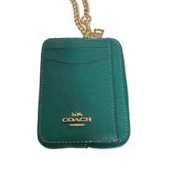 【中古品】 COACH コーチ ポーチ チェーン付 グリーン ミニポーチ 小物入れ カードケース 布袋付 W99835RK
