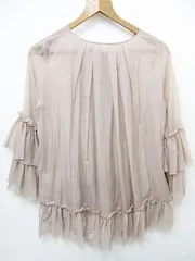 【送料無料】【美品】グレースコンチネンタル GRACE CONTINENTAL 長袖 シフォン ブラウス カットソー フリル グレージュ Sサイズ36 ■L27012SSS24-10-3(510)（4）